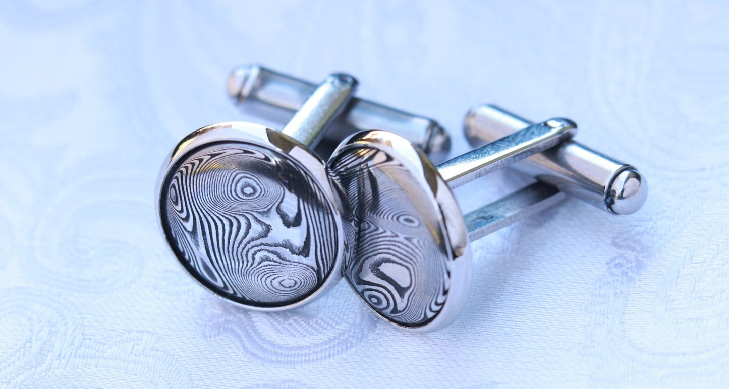 Stainless damascus damasteel cufflinks