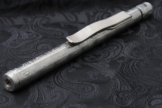 Stainless Damascus pen light, damascus pen light, damasteel flashlight