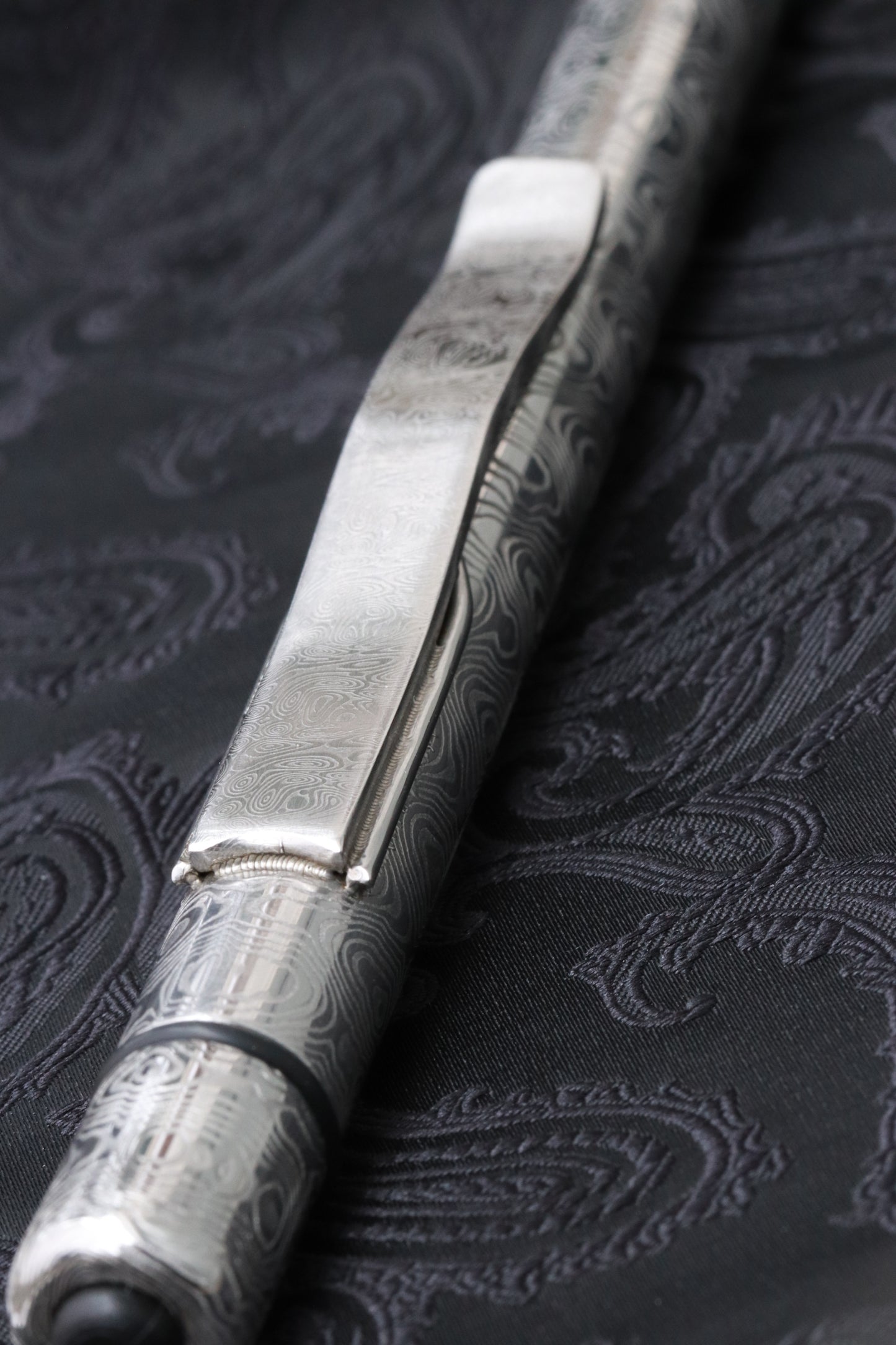 Stainless Damascus pen light, damascus pen light, damasteel flashlight